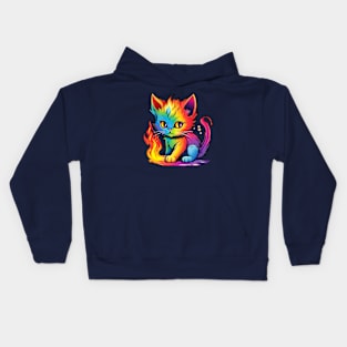 Kitten Spectrum - Rainbow Tail Blaze Tee Kids Hoodie